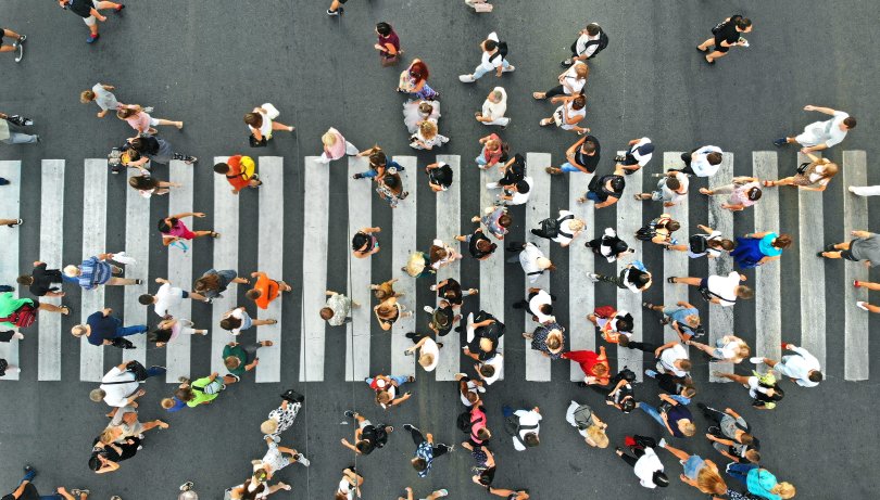 aerial view of a crosswalk